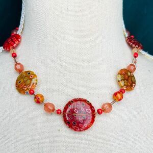 Millefiori Glass Beaded Wire Necklace